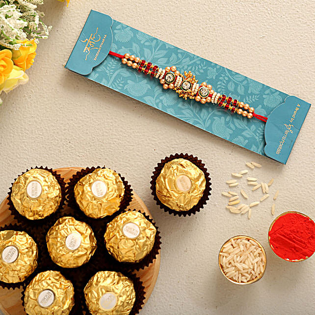 American Diamond Ethnic Rakhi And Pcs Ferrero Rocher Australia Gift