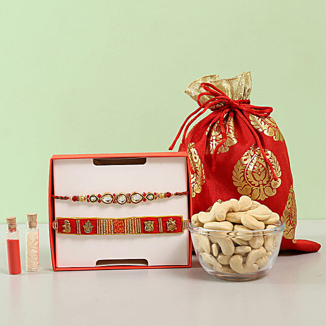 Buy Send Feng Shui Kundan Rakhi Combo With Cashews Online Fnp