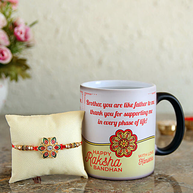 Buy Send Meenakari Rakhi With Magic Mug Combo Online FNP