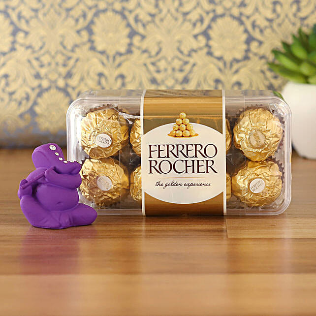 Buy Send Purple Flute Ganesha Idol Ferrero Rocher Combo Online Fnp