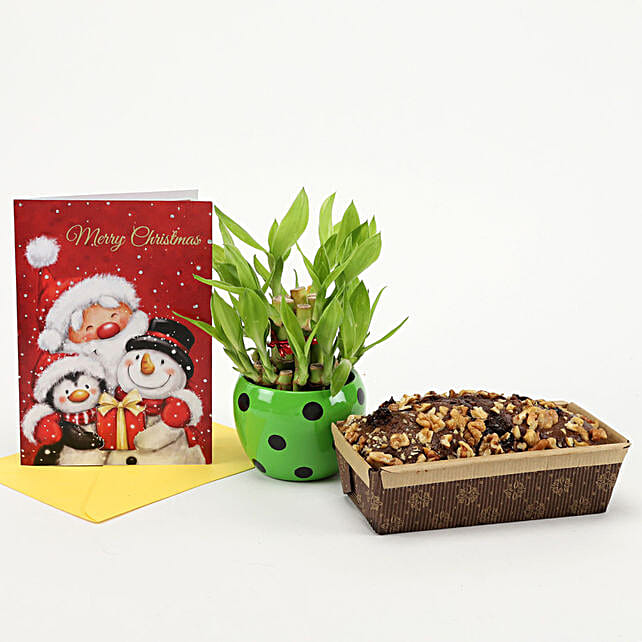 Buy Send Heart Shape Choco Walnut Dry Cake With Merry Christmas