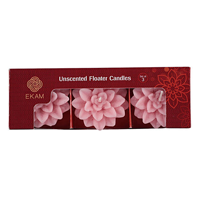 Buy Send Set Of 3 Flower Shaped Floater Candles Pink Online FNP