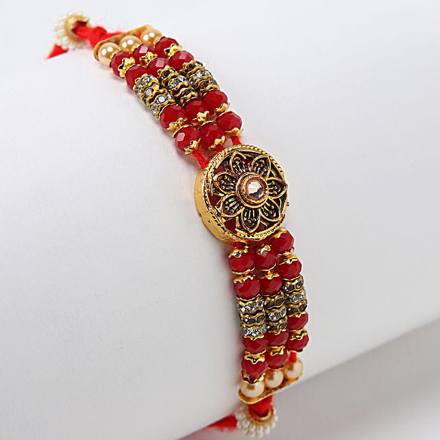 Buy Send Three Layer Rudraksh Floral Rakhi Mp214 Online FNP