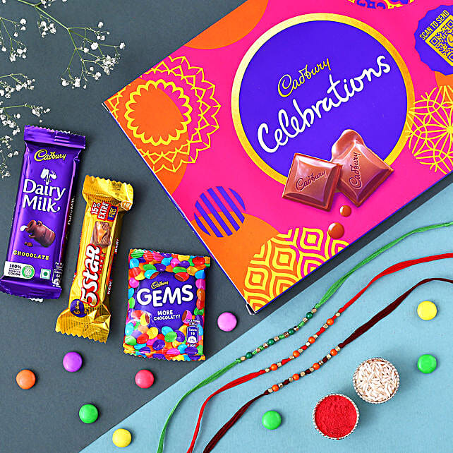 Buy Send Sneh Beads Rakhi Set N Cadbury Celebrations Online Fnp