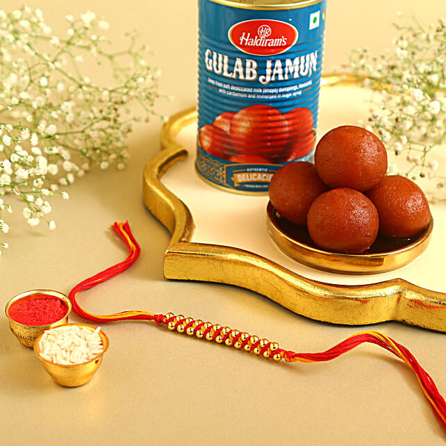 Buy Send Sneh Beads Mauli Rakhi N Haldiram Gulab Jamun Online FNP