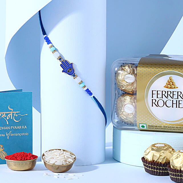 Buy Send Sneh Feng Shui Hamsa Rakhi Ferrero Rochers Online Fnp