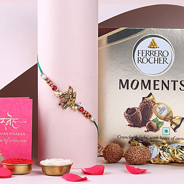 Buy Send Sneh Radha Krishna Rakhi With Ferrero Rocher Chocolate Box