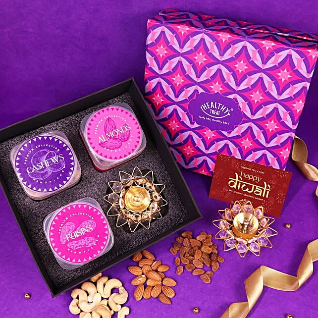 Buy Send Healthy Treat Utsav Diwali Hamper With Brass Diya Online FNP