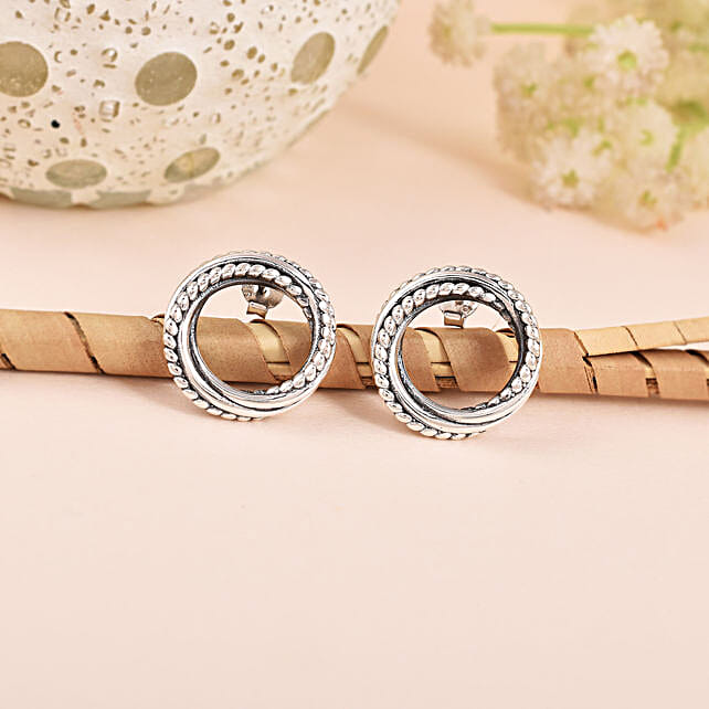 Buy Send 925 Silver Braided Stud Earrings Online FNP