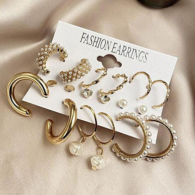 Buy Send Pearls Hoop Stud Earrings Set Online FNP