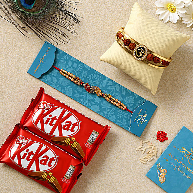 Om Bracelet Red Peacock Rakhis With Kitkat Singapore Gift Om