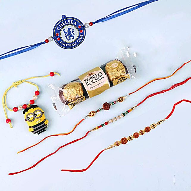 Beautiful Rakhi Set And Ferrero Rocher Combo Uae Gift Beautiful Rakhi