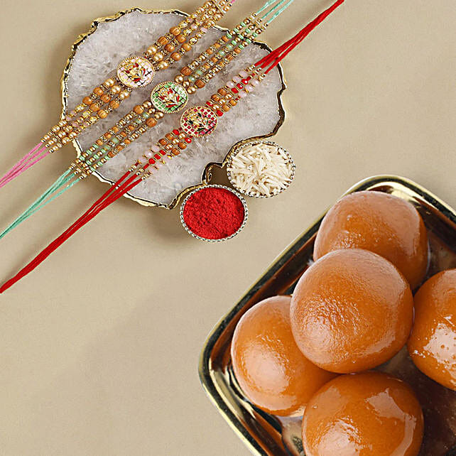 Sneh Vibrant Meenakari Rakhi Set Gulab Jamun Uae Gift Sneh Vibrant