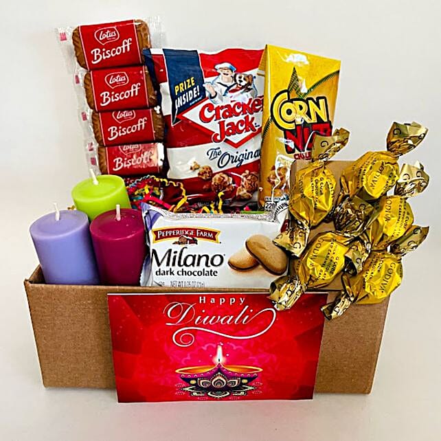 Bright Candles And Scrumptious Treats Diwali Hamper Usa Gift Bright