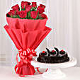 Red Rose - Bouquet of 10 red roses and 500 grams of truffle gifts
