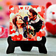 valentine special photo printed table clock for her