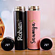 Pink and Black Personalised LED Temperature Bottles