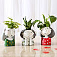 2 set of plant in attractive girl shape pots
