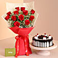 Confetti Of Love Red Roses Bouquet Black Forest Cake