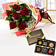 6 Red Roses and Godiva Chocolate Combo