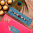 Red Beads Pearl Designer Rakhi And 3 Pcs Ferrero Rocher