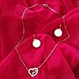 Love In Heart Necklace And Gold Tone Earrings