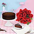 Chocolate Cake And Red Roses