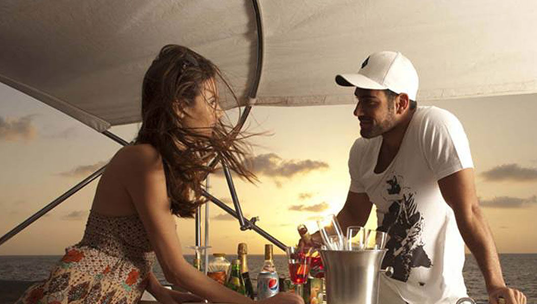 romantic meal on yacht