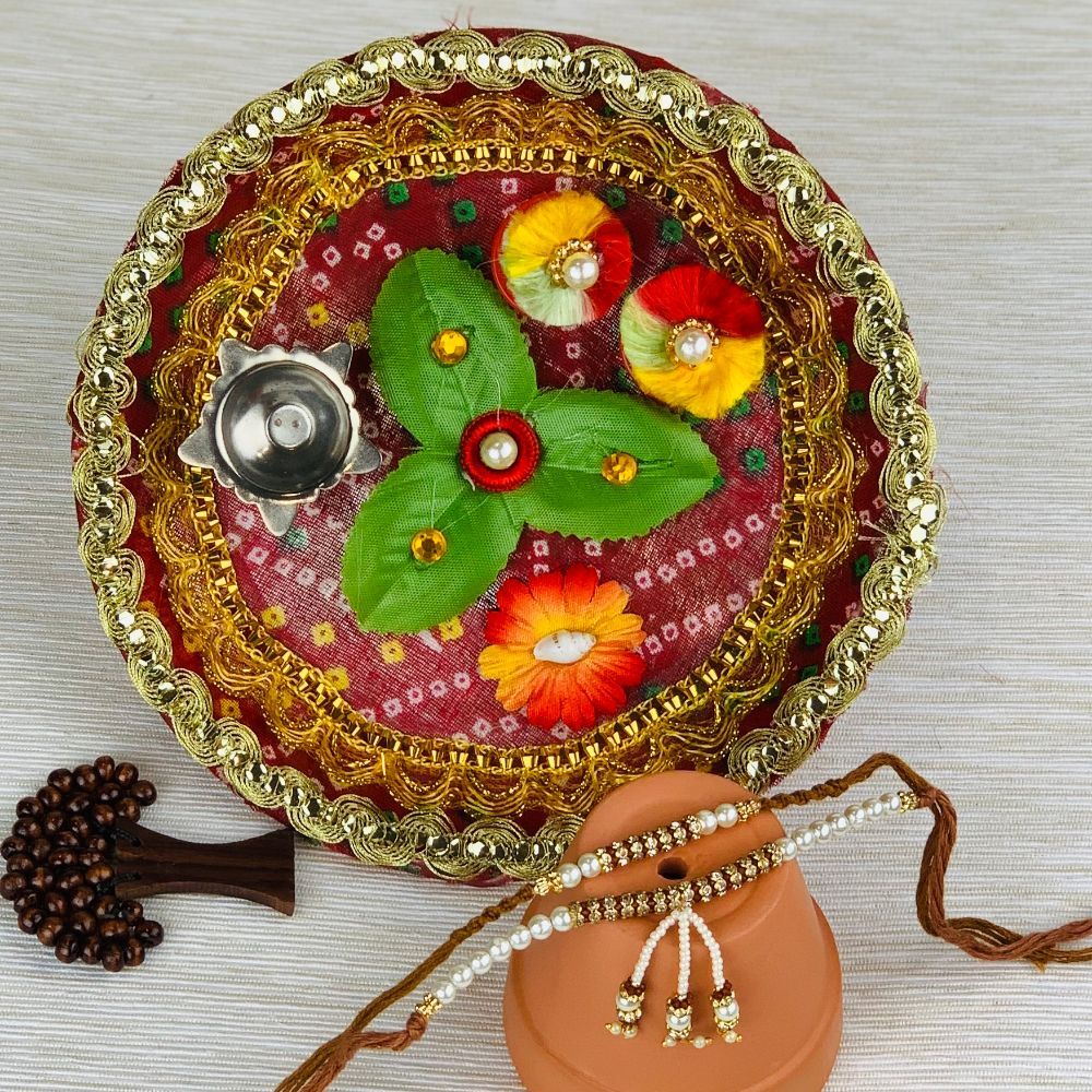 Minakari Pooja Thali Plate Platter Engagement Plate Decorative Steel Puja Thali With
