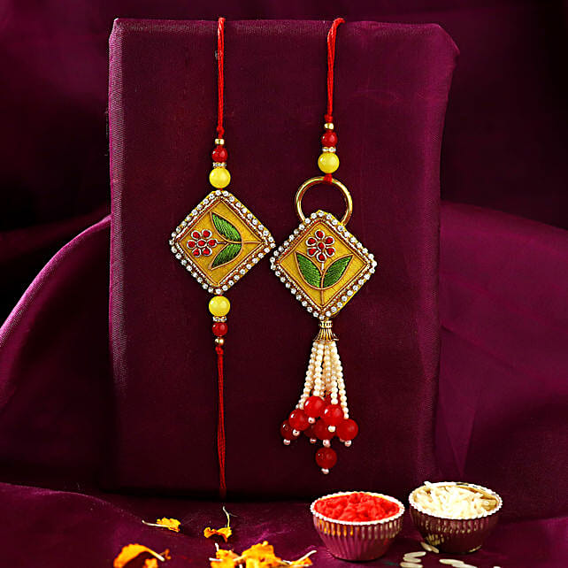 Tribal Hand Embroidered Rakhi & Lumba Set 60