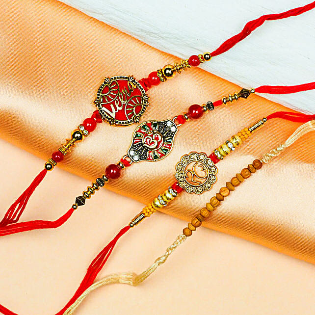 Set Of 4 Religious Rakhis australia | Gift Set Of 4 Religious Rakhis- FNP