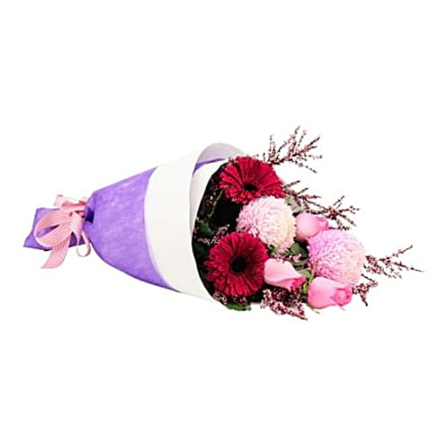 Lovely Pink And Red Flowers Bouquet australia Gift Lovely Pink And