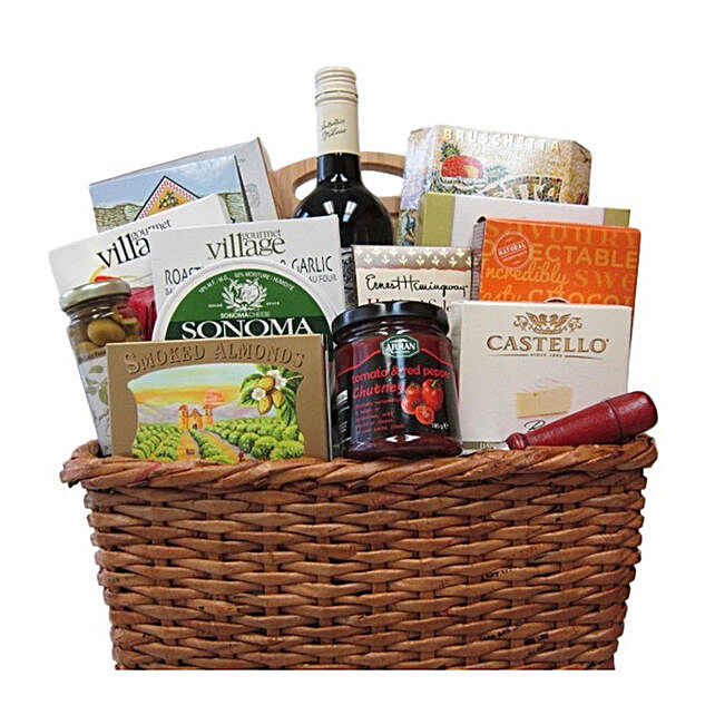 Wine And Snack Basket canada | Gift Wine And Snack Basket- FNP