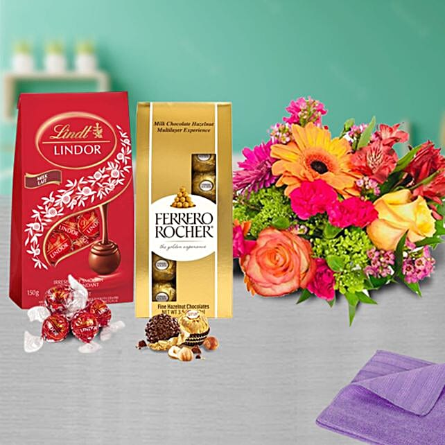 Mixed Flower And Chocolate canada Gift Mixed Flower And Chocolate FNP
