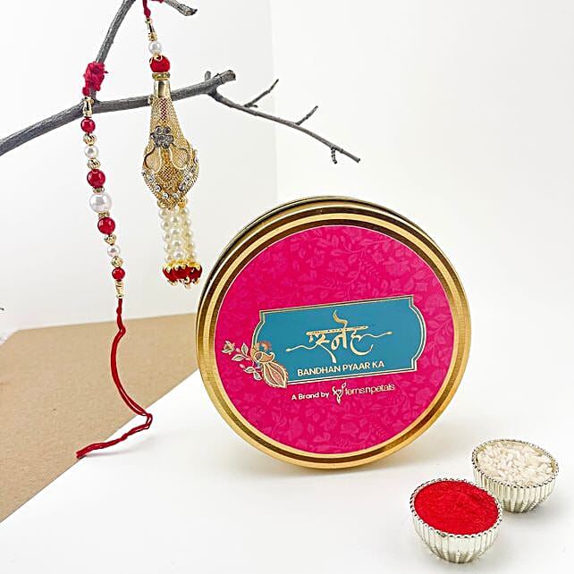 Handmade German Silver Bhaiya Bhabhi Rakhi Set 25