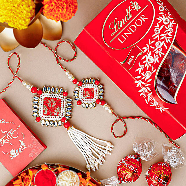 Handmade German Silver Bhaiya Bhabhi Rakhi Set 175