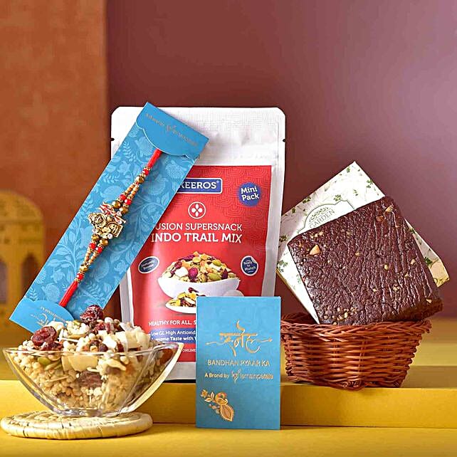 Sneh Shri Shiva Rakhi With Keeros Trail Mix & Brownie egypt Gift Sneh