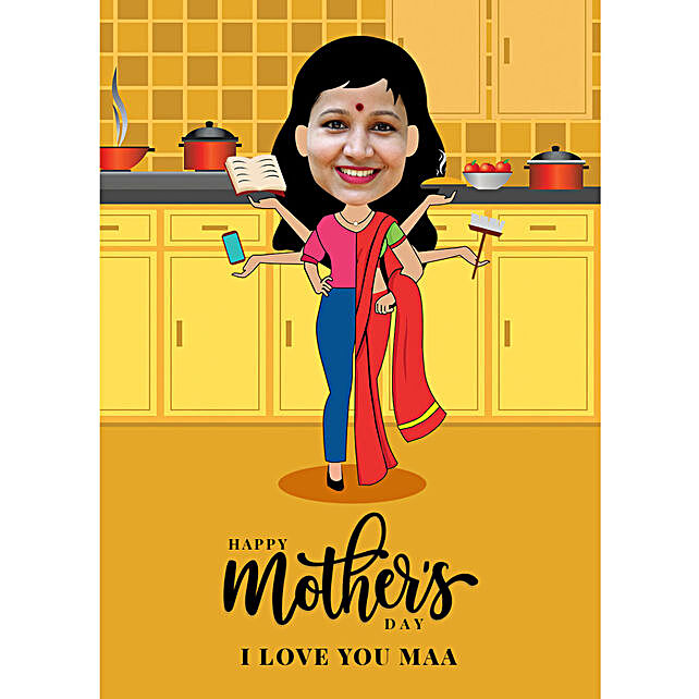Mothers Day Personalised E Caricature In Germany Gift Mothers Day Personalised E Caricature Ferns N Petals