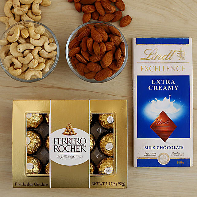 Ferrero Rocher With Dry Fruits And Lindt Chocolate ireland Gift