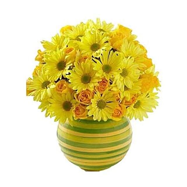 Bright Yellow Flowers Vase italy Gift Bright Yellow Flowers Vase FNP