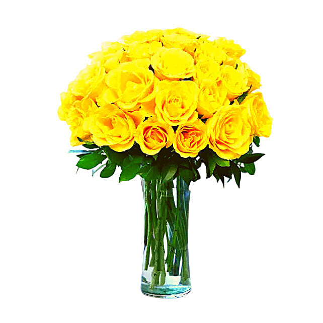 Unique Yellow Rose Vase Arrangement kuwait Gift Unique Yellow Rose