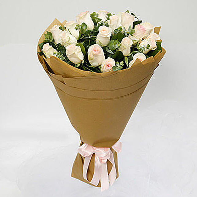 20 Peach Roses Bouquet kuwait | Gift 20 Peach Roses Bouquet- FNP