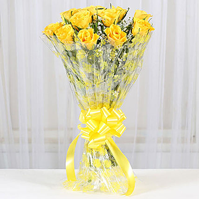 Yellow Rose Bouquet Send Bunch Of Yellow Roses Ferns N Petals