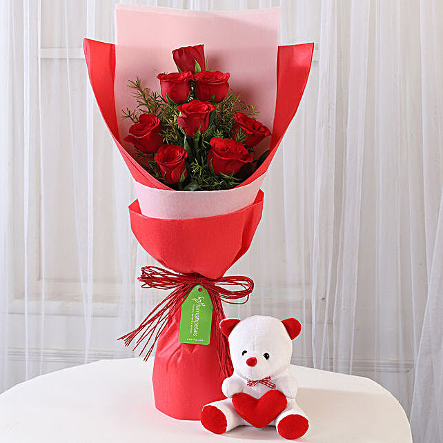 valentines teddy bear roses