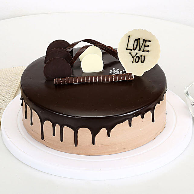 Love You Valentine Chocolate Cake Half Kg Gift Online Cream Cake