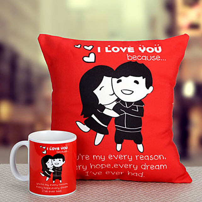 Red Romance- Combo of Mug & Cushion