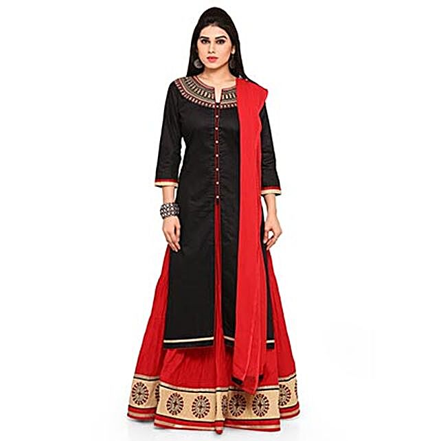 black and red ladies suit