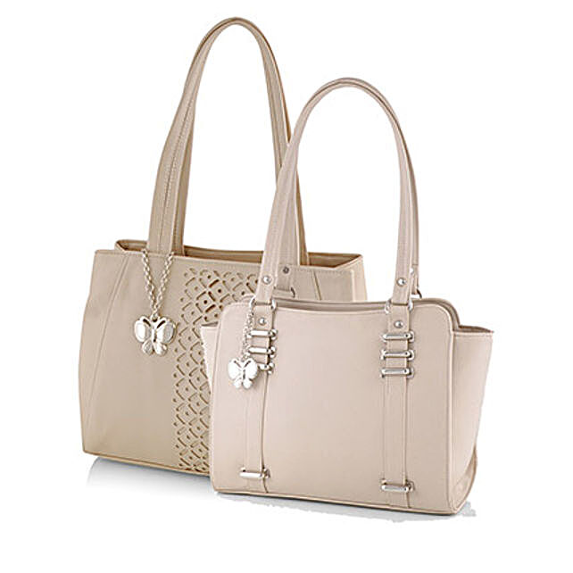 Butterflies Classic Beige Handbag Combo | Gift Attractive Beige Handbags Online - Ferns N Petals