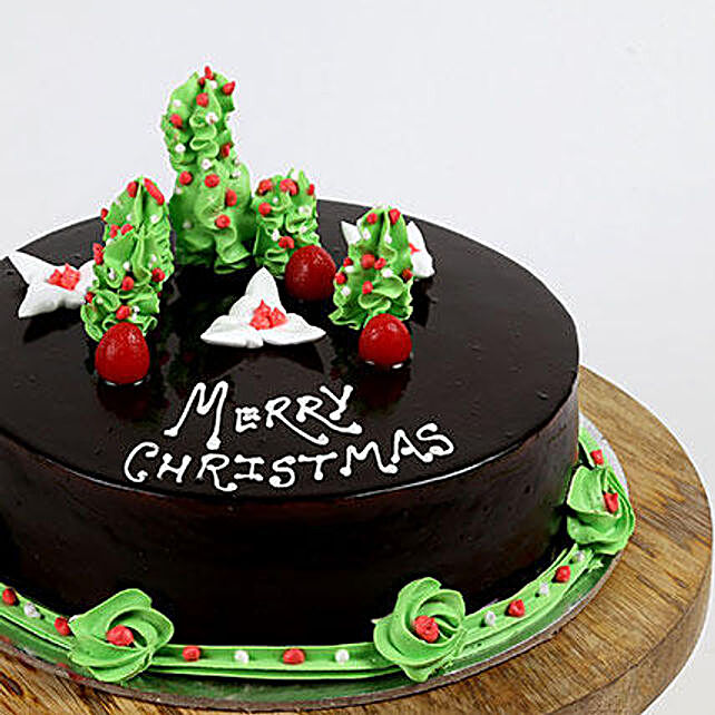 Creamy Christmas Tree Chocolate Cake 1 Kg Gift Designer Christmas Cake Ferns N Petals