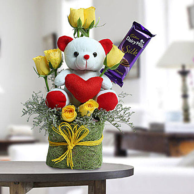 ferns and petals teddy bear